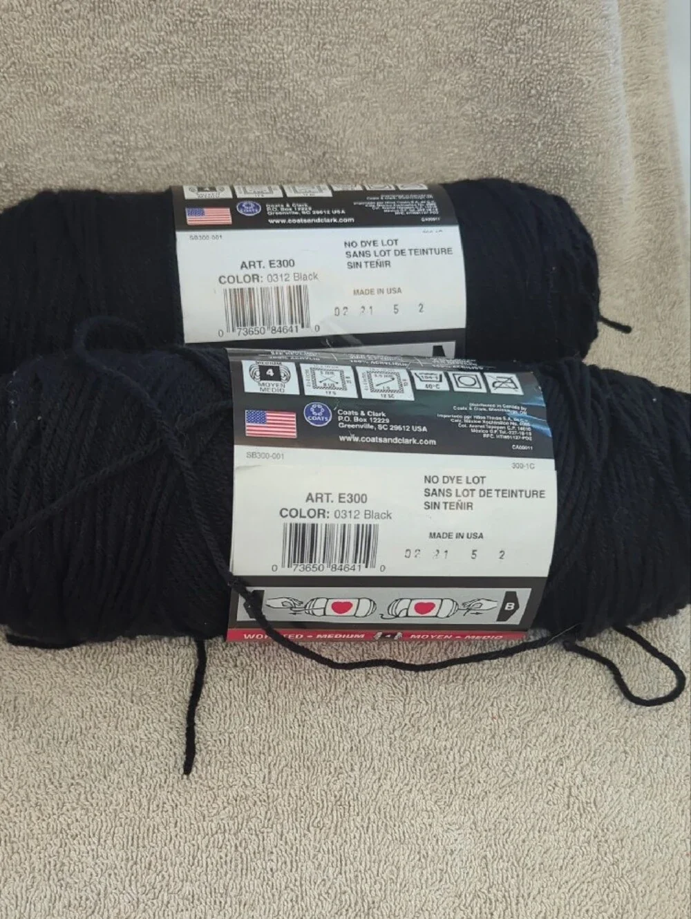 4- Super Saver Red Heart Black Yarn -